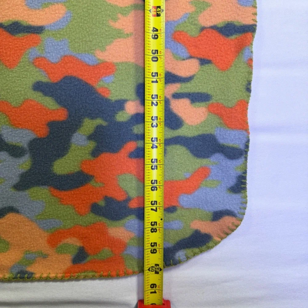 Mainstays Fleece Throw Blanket Multi Color Camouflage Orange Green 49x60 Inch